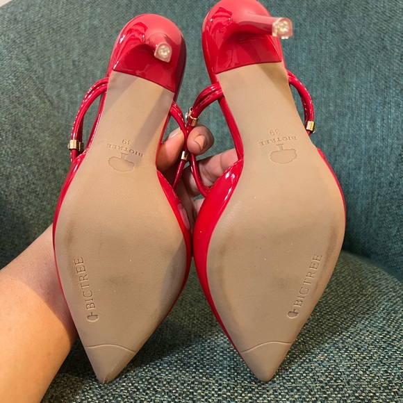 Red Strap Mule Heels for women - Picture 6 of 6